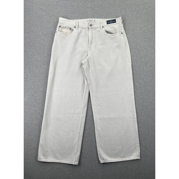 Abercrombie & Fitch Jeans Women 32 / 14 Curve Love Low Rise Ultra Loose Icy Gray - Picture 1 of 16